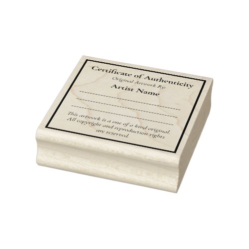 Customizable Mini Certificate of Authenticity Rubber Stamp