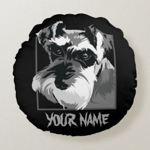 Customizable Miniature Schnauzer Dog Round Pillow