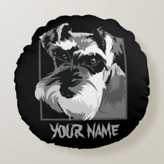 Customizable Miniature Schnauzer Dog Round Pillow