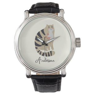 Customizable Minimalist Cute Smiling Cat Watch