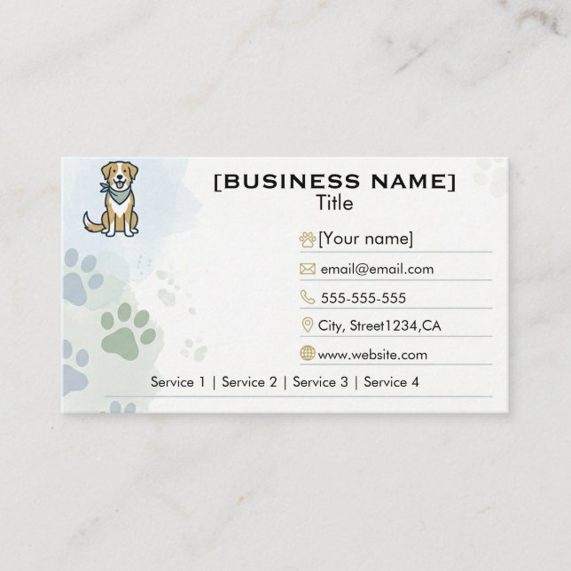 Customizable Minimalist Dog Trainer Business Card  (Front)