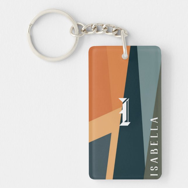 Customizable Minimalist Geometric Abstract Keychain (Front)