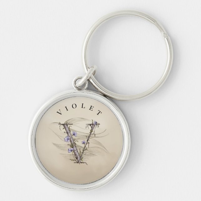 Customizable Minimalist Initial 'V' Elegant Keychain (Front)
