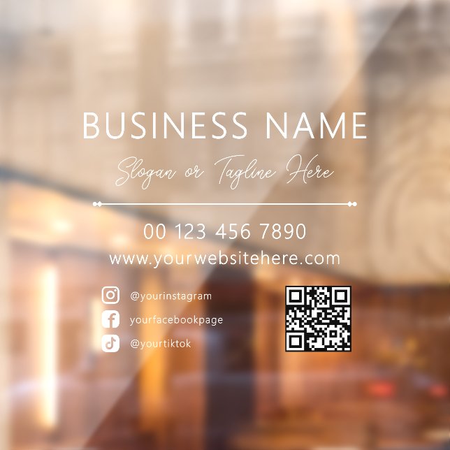 Customizable Minimalist Modern Small Business Window Cling (Sheet 2)