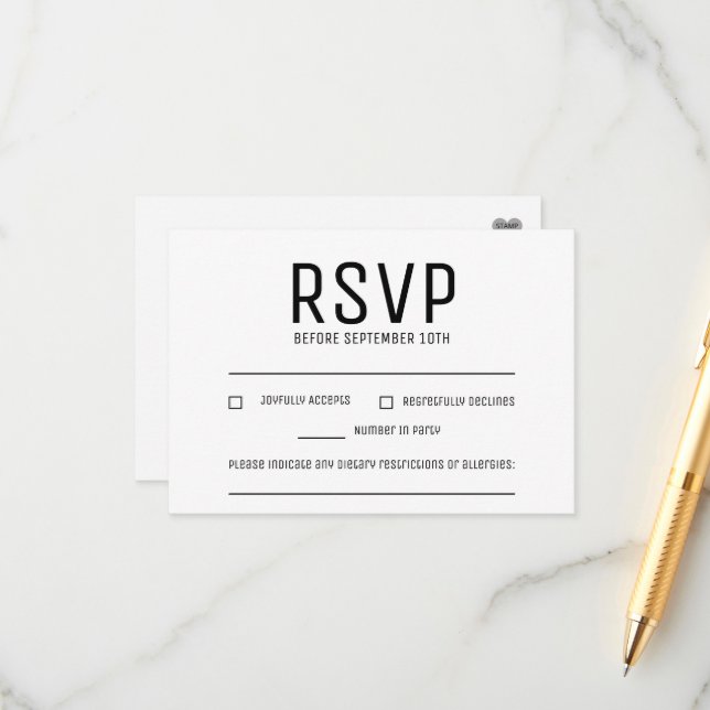 Customizable Minimalist RSVP Cards (Front/Back In Situ)