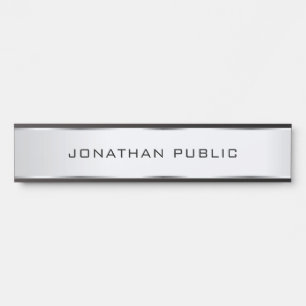 Customizable Minimalist Template Faux Silver Door Sign