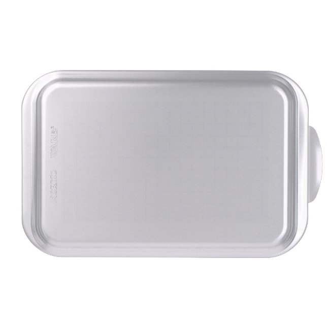 Customizable Minimalist White Grid Texture Cake Pan (Front)