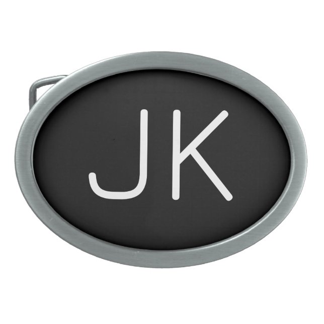 Customizable minimalistic initials name belt buckle (Front)