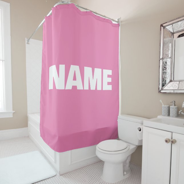 Customizable minimalistic initials name shower curtain (In Situ)