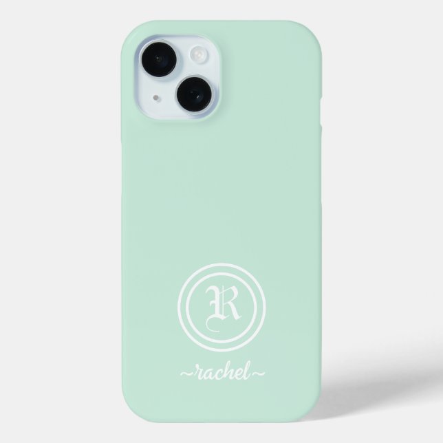 Customizable Mint Green Monogram Phone Case (Back)