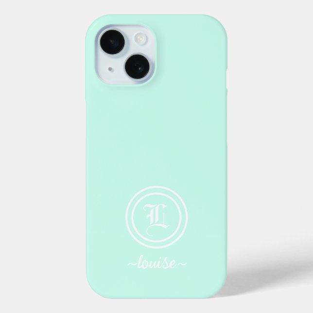 Customizable Mint Green Monogram Phone Case (Back)
