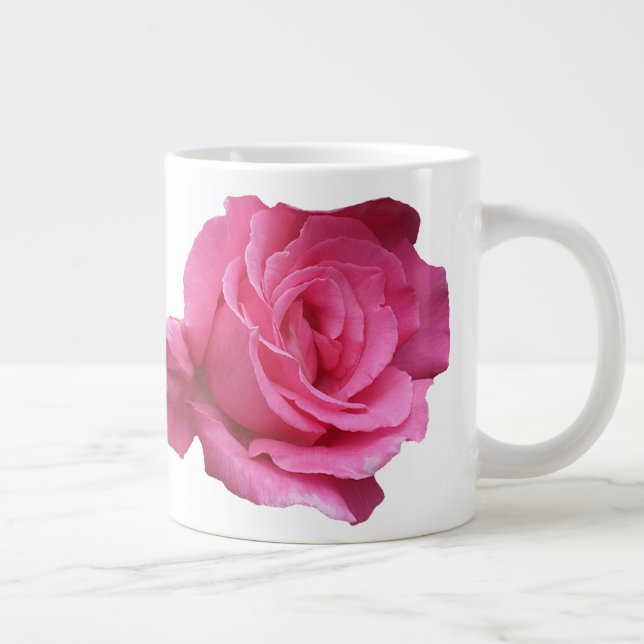 Customizable Miriam name monogram pink rose floral Giant Coffee Mug (Right)