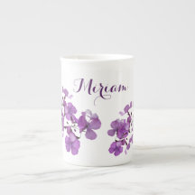 Customizable Miriam name monogram purple floral