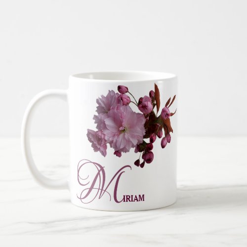Customizable Miriam name pink rose flowers boho  Coffee Mug