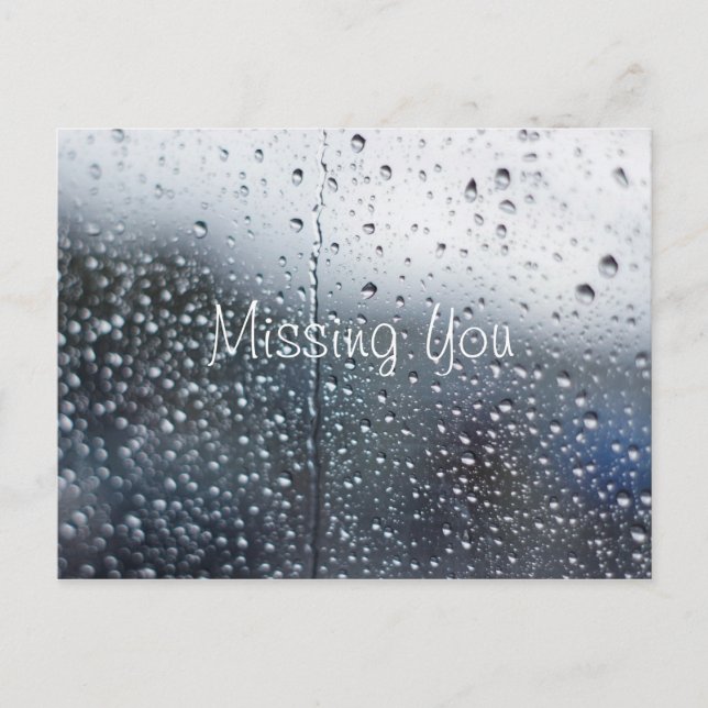 Customizable Missing You Rain Postcard (Front)