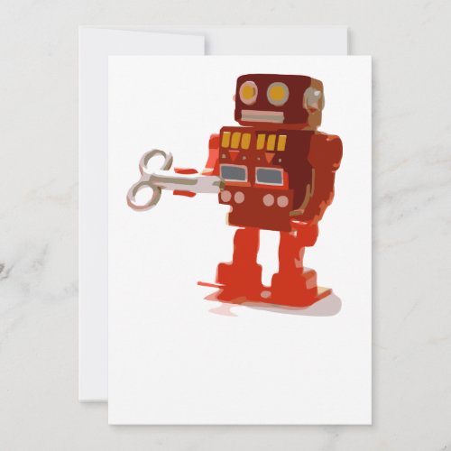 Customizable Mister Roboto Red Robot Wind Up Toy Invitation