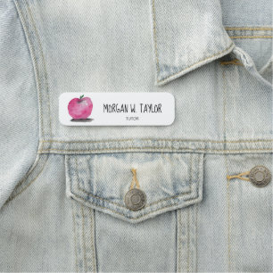 Customizable Modern Apple Tutor Teacher magnet Name Tag