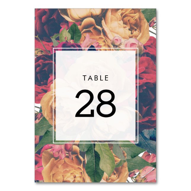 Customizable Modern Boho Floral Wedding Table Number (Front)