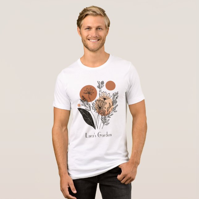 Customizable Modern Botanical Flower Garden Design Tri-Blend Shirt (Front Full)