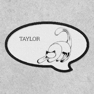 Customizable Modern Cat Cute Black Elegant Animal Patch