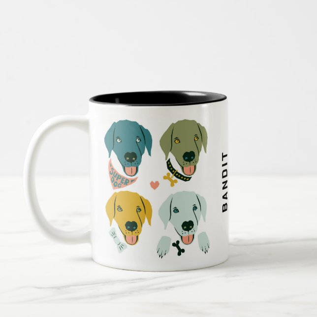 Customizable Modern Dapper Labrador Dog Two-Tone Coffee Mug (Left)