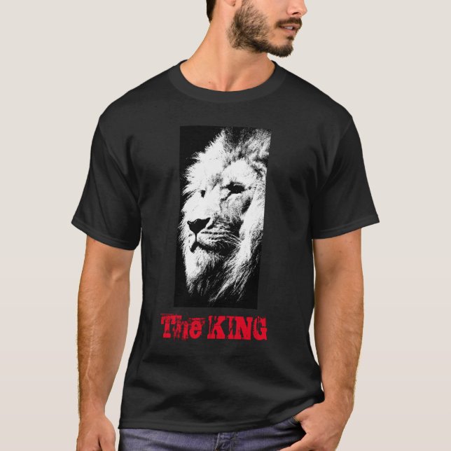 Customizable Modern Elegant Black Pop Art Lion T-Shirt (Front)