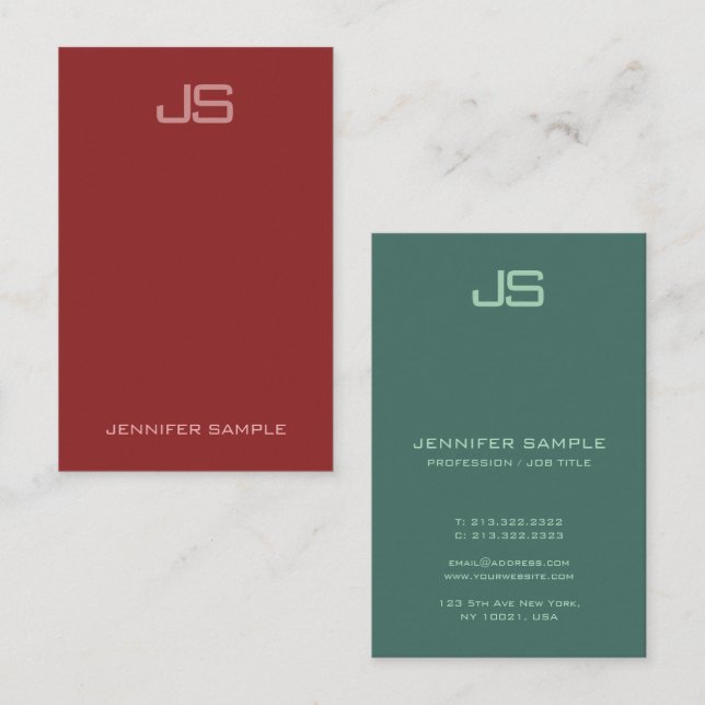 Customizable Modern Elegant Monogram Vertical Business Card (Front/Back)
