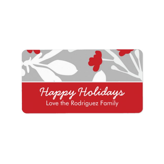 Customizable Modern Floral Holiday Label (Front)