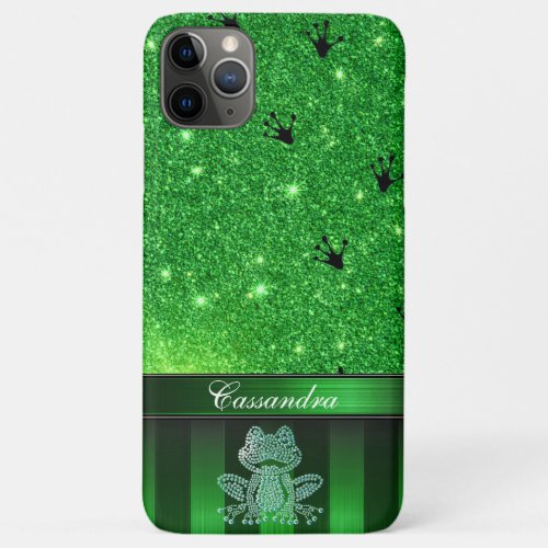Customizable Modern Frog Print with Glitter iPhone 11 Pro Max Case