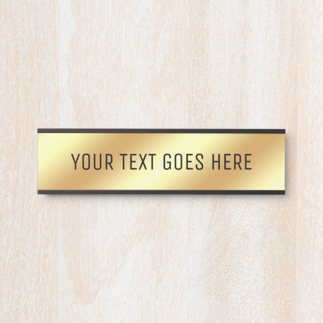 Customizable Modern Glamour Black Gold Elegant Door Sign (Front)