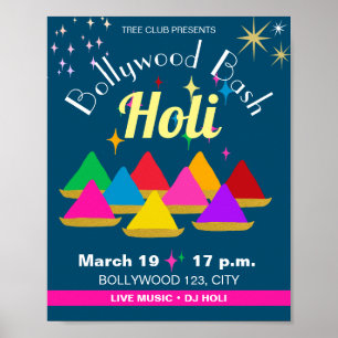 Customizable Modern Hindu Holi Festival Colors Poster