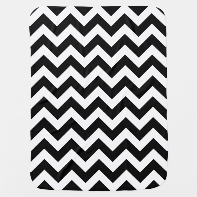 Customizable Modern Large Black Chevron Design Receiving Blanket (Front)