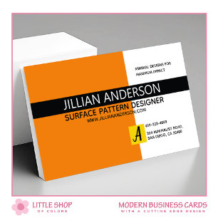 Customizable Modern Minimalist Orange Color Block Business Card