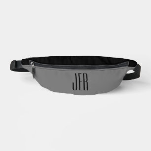 Customizable Modern Monogram Initials Gray Black Fanny Pack