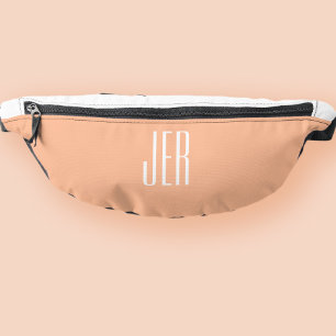 Customizable Modern Monogram Initials Peach White Fanny Pack