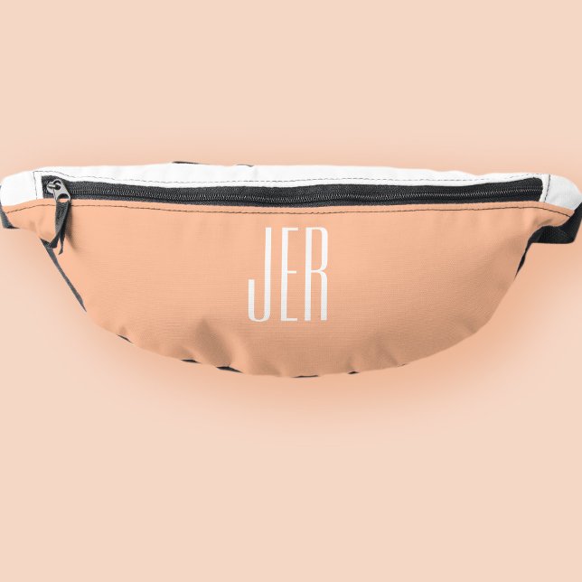 Customizable Modern Monogram Initials Peach White Fanny Pack (Customizable Modern Monogram Initials Peach White Fanny Pack)