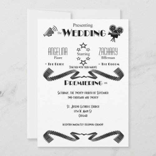 Customizable Modern Movie Buff Wedding Invitation