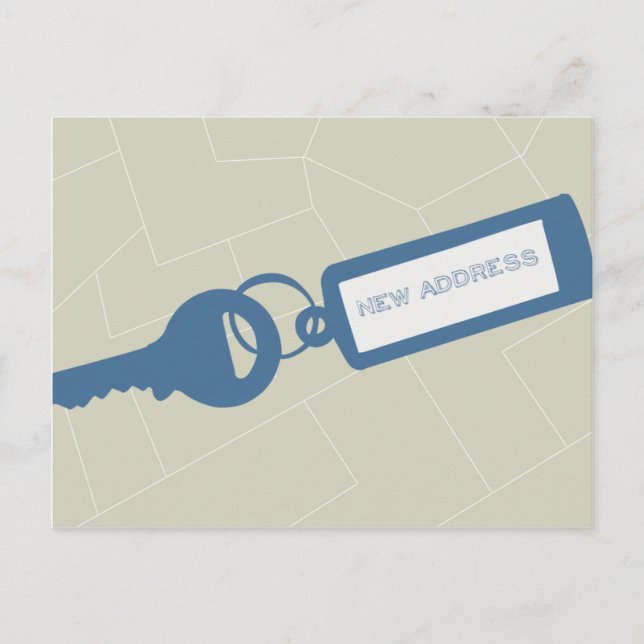 Customizable Modern Moving Announcement // Blue Postcard (Front)