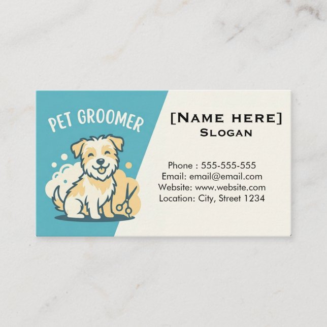 Customizable Modern Pet Groomer Business Card (Front)