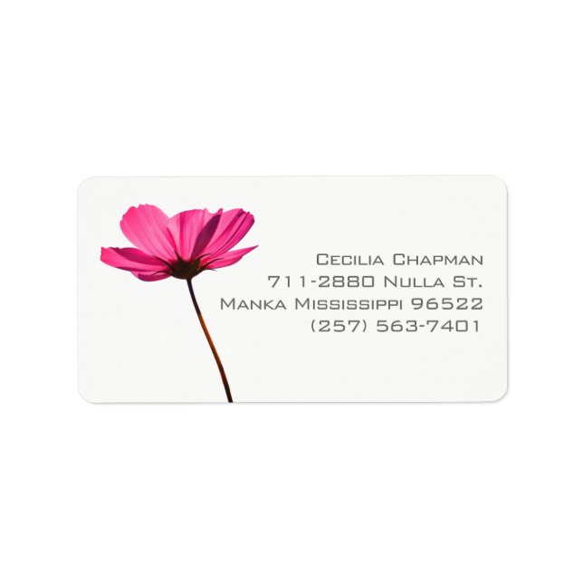 Customizable Modern Pink Flower Photo Nice Elegant Label (Front)