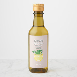 Customizable Modern Pink Italian Lemon Limoncello Wine Label
