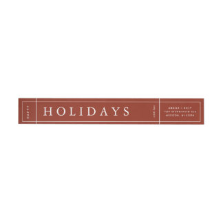 Customizable Modern Red Christmas Envelope Label
