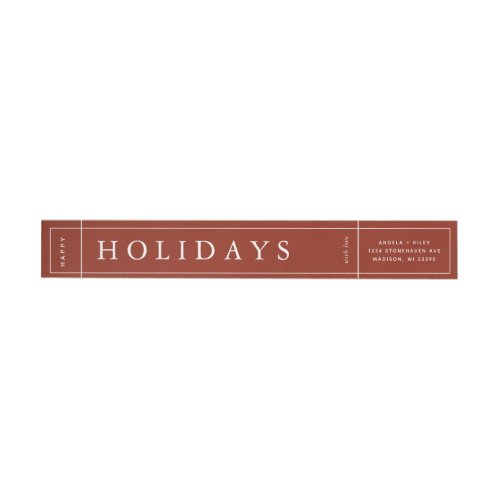 Customizable Modern Red Christmas Envelope Label