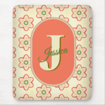 Customizable Modern Retro Monogram Mousepad