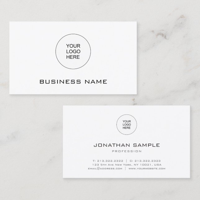 Customizable Modern Simple Logo Here Template Business Card (Front/Back)