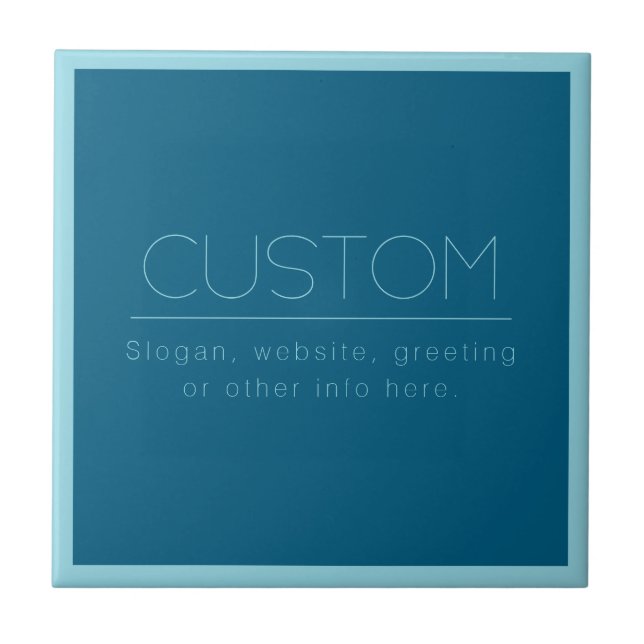 Customizable Modern Text | Ocean & Robin Egg Blue Ceramic Tile (Front)