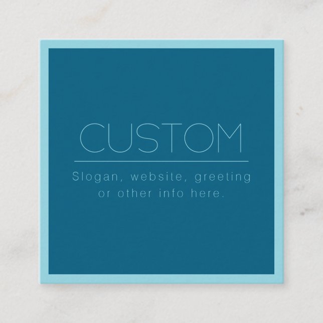 Customizable Modern Text | Ocean & Robin Egg Blue Square Business Card (Front)
