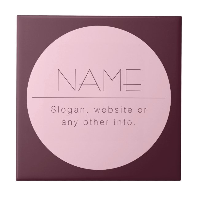 Customizable Modern Text w/Border Ceramic Tile (Front)