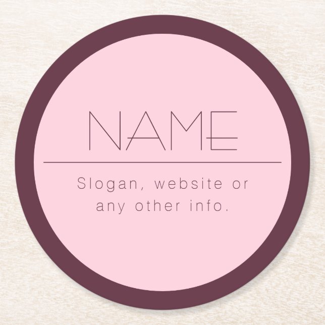 Customizable Modern Text w/Border Round Paper Coaster (Front)