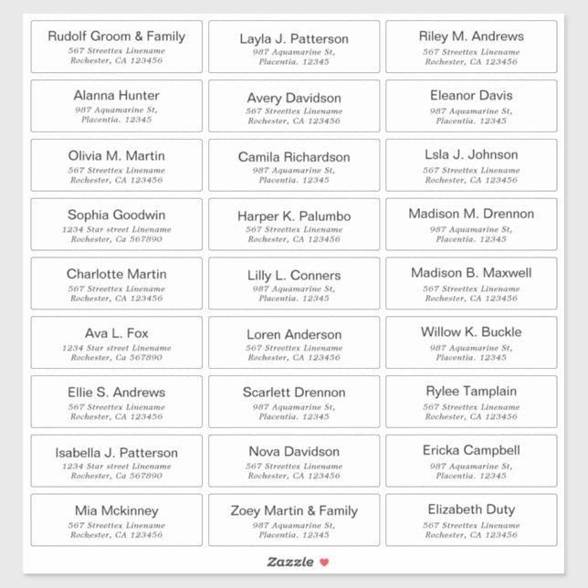 Customizable Modern Wedding Guest lable Sticker (Sheet)